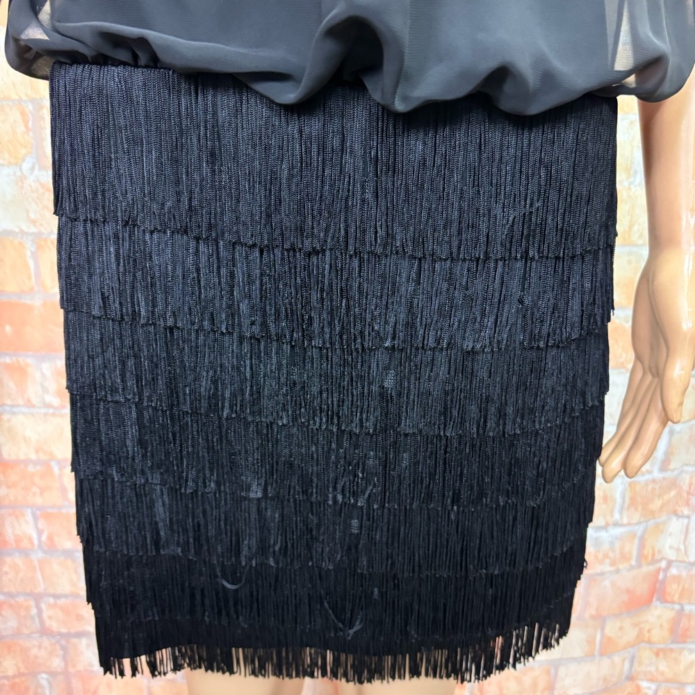 Aiden by Aiden Mattox Fringe Detail Chiffon Blouson Dress - Picture 5 of 13